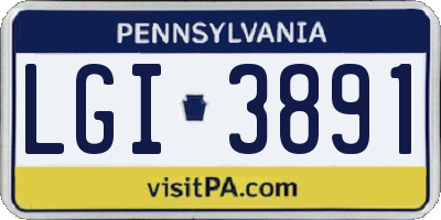 PA license plate LGI3891