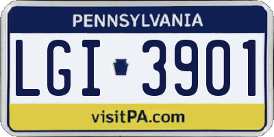 PA license plate LGI3901