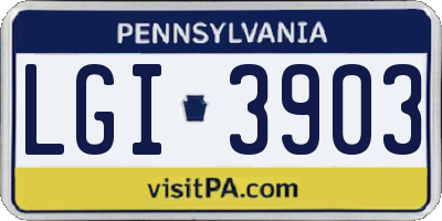 PA license plate LGI3903