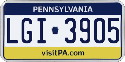 PA license plate LGI3905
