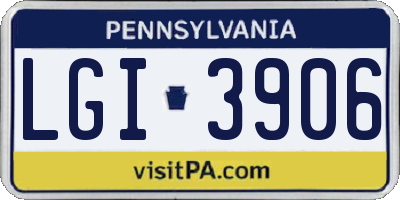 PA license plate LGI3906