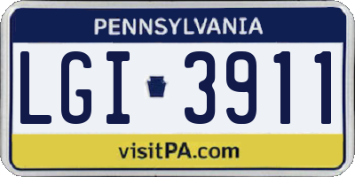 PA license plate LGI3911