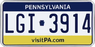 PA license plate LGI3914