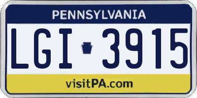 PA license plate LGI3915