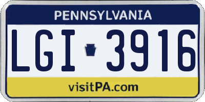 PA license plate LGI3916