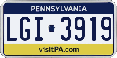 PA license plate LGI3919