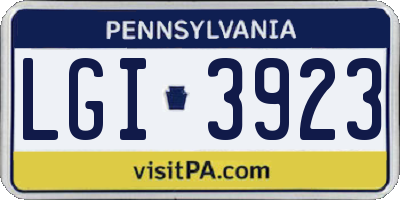 PA license plate LGI3923