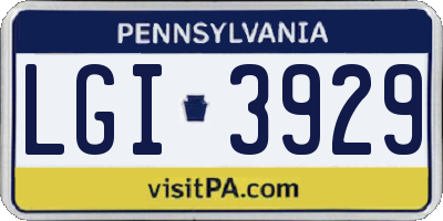 PA license plate LGI3929