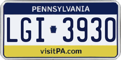 PA license plate LGI3930