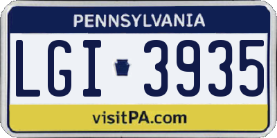 PA license plate LGI3935