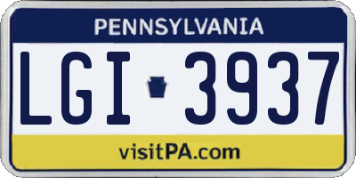 PA license plate LGI3937