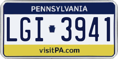 PA license plate LGI3941