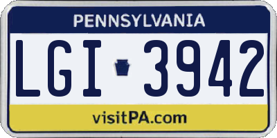 PA license plate LGI3942