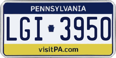 PA license plate LGI3950