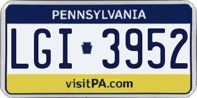 PA license plate LGI3952