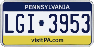 PA license plate LGI3953