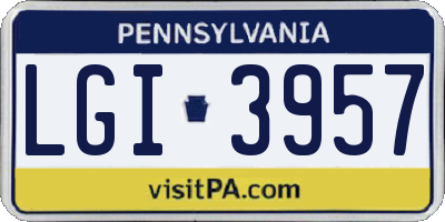 PA license plate LGI3957