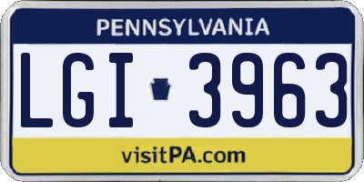 PA license plate LGI3963
