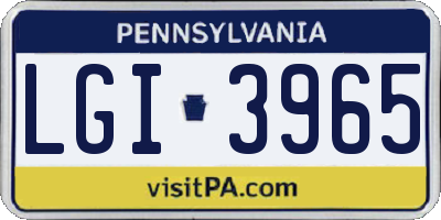PA license plate LGI3965