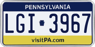 PA license plate LGI3967