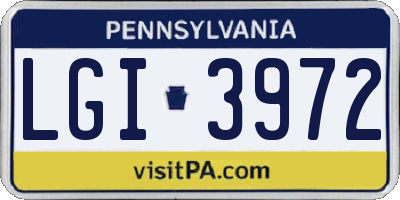 PA license plate LGI3972
