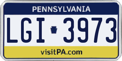 PA license plate LGI3973