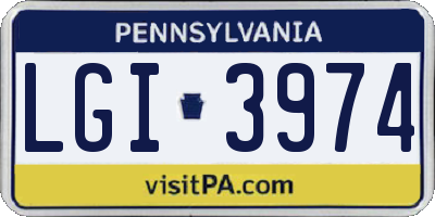 PA license plate LGI3974