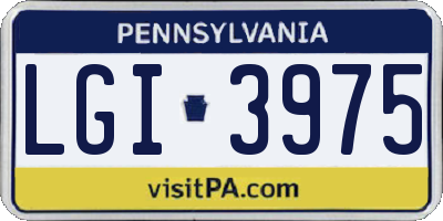 PA license plate LGI3975