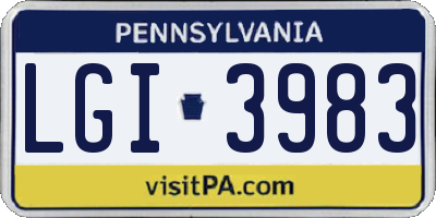 PA license plate LGI3983