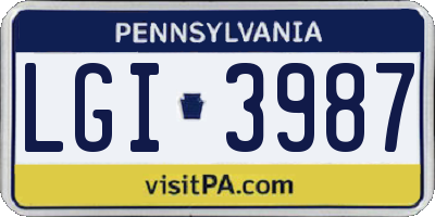 PA license plate LGI3987