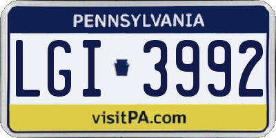 PA license plate LGI3992