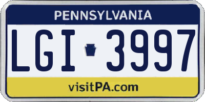 PA license plate LGI3997