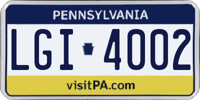 PA license plate LGI4002
