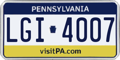 PA license plate LGI4007