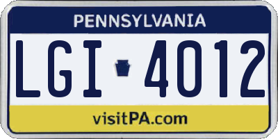 PA license plate LGI4012
