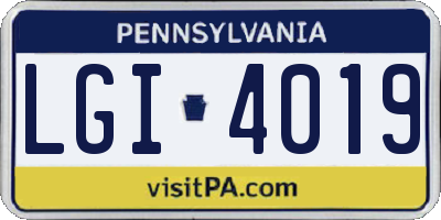 PA license plate LGI4019