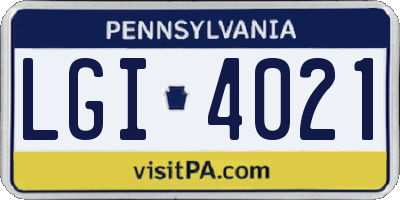 PA license plate LGI4021