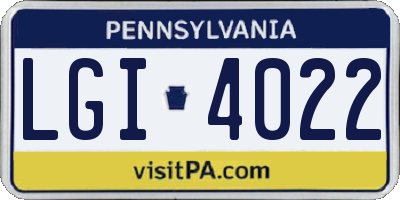 PA license plate LGI4022