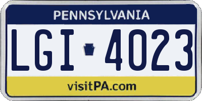 PA license plate LGI4023