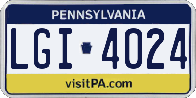 PA license plate LGI4024