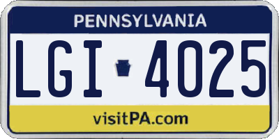 PA license plate LGI4025