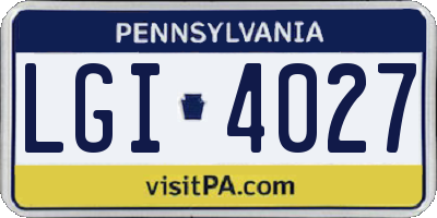 PA license plate LGI4027