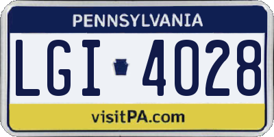 PA license plate LGI4028