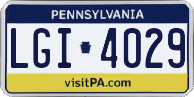 PA license plate LGI4029