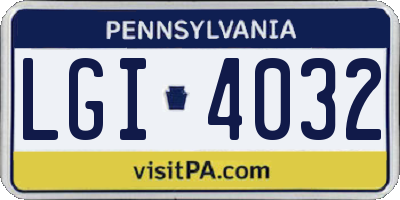PA license plate LGI4032