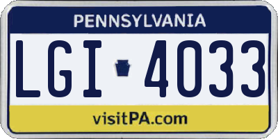 PA license plate LGI4033