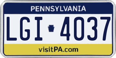 PA license plate LGI4037
