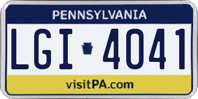 PA license plate LGI4041