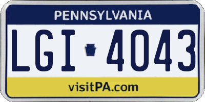 PA license plate LGI4043