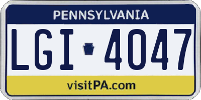 PA license plate LGI4047